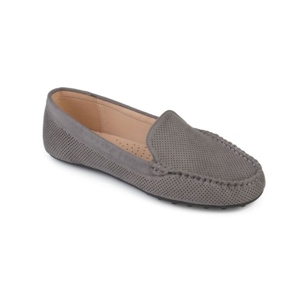 JOURNEE COLLECTION Womens Gray Halsey Round Toe Slip On Loafers Shoes 5.5 W